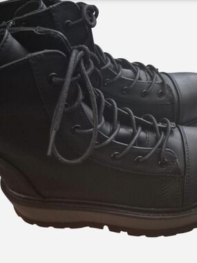Demonia Black Lace-Up Tactical Combat Boots